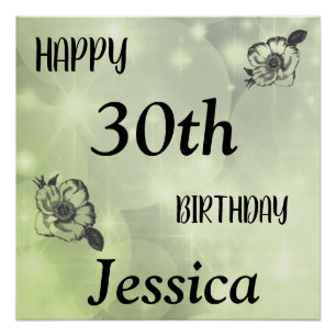 Poster Joli Green scintille Joyeux 30e anniversaire