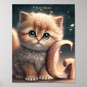 Poster Joli Imprimé pour la Nurserie avec Chat Mignon et