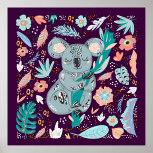 Poster joli koala jungle ours amoureux des animaux