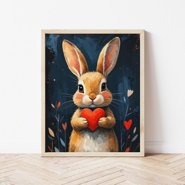Poster Joli Lapin de la Saint-Valentin Art Moderne (Créateur téléchargé)