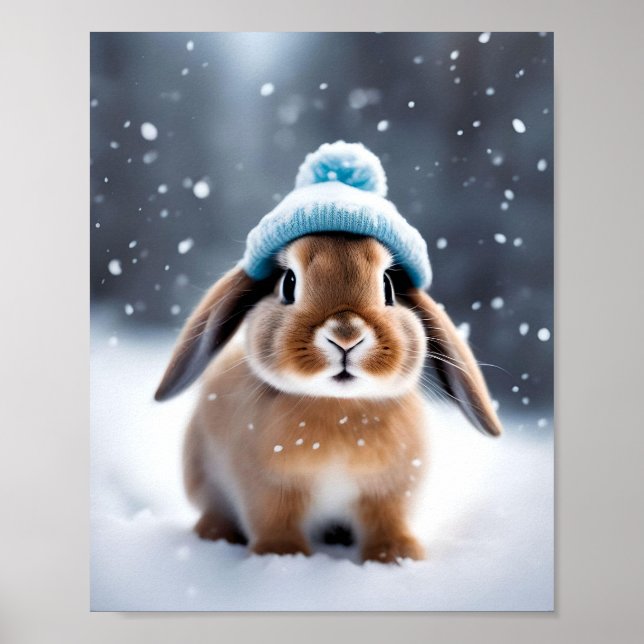 Poster Joli lapin de Noël dans un Casquette Bobble OWN AR (Devant)