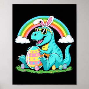Poster Joli Lapin d'oeuf de dinosaure Happy Eastrawr T Re