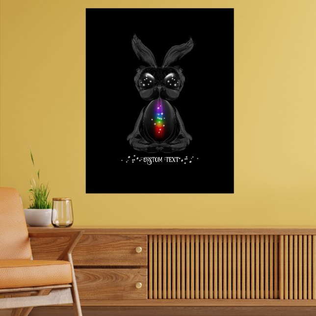 Poster Joli lapin noir avec Soul arc-en-ciel Chakra (Salon 2)
