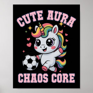 Poster Joli Licorne de Football Joli Aura Chaos Core Gym