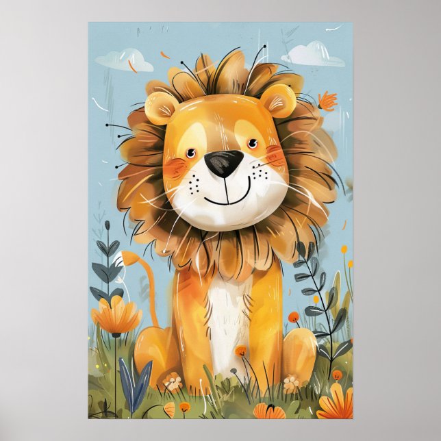 Poster Joli Lion Baby Nursery Enfants (Devant)