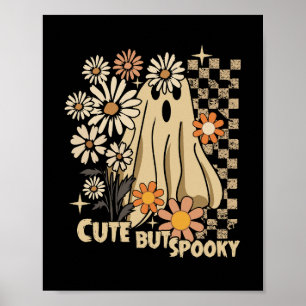 Poster Joli mais drôle de fantôme floral Halloween effray