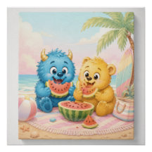 Joli monstre Déjeuner sur la plage de pastèque Art