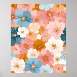Poster Joli motif floral pastel
