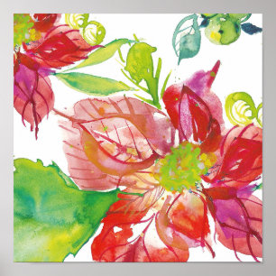 Poster Joli néon lumineux de la poinsettia  