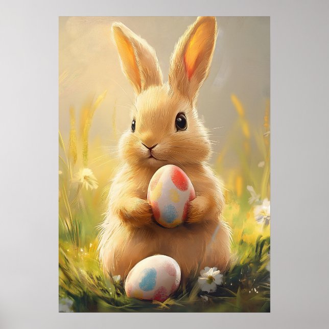 Poster Joli oeuf lapin de Pâques (Devant)