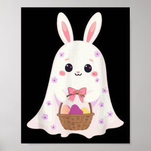 Poster Joli panier d'oeufs de lapin de fantôme Rabbit de