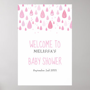 Poster Joli panneau de bienvenue pour Baby Shower fille a