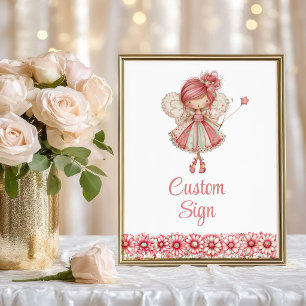 Poster Joli panneau personnalisé Fée Fille Rouge Floral A