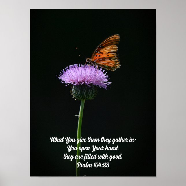 Poster Joli papillon sur la Bible Fleur sauvage Verse Art (Devant)