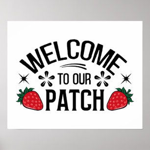Poster Joli patch de fraise de bienvenue