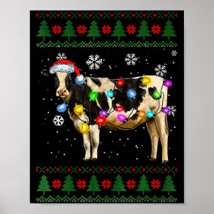 Poster Joli Père Noël Vache Lumières de Noël Sweat de Noë