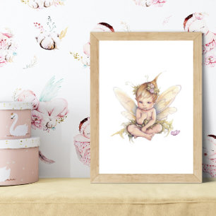 Poster Joli petit bébé Aquarelle de fée