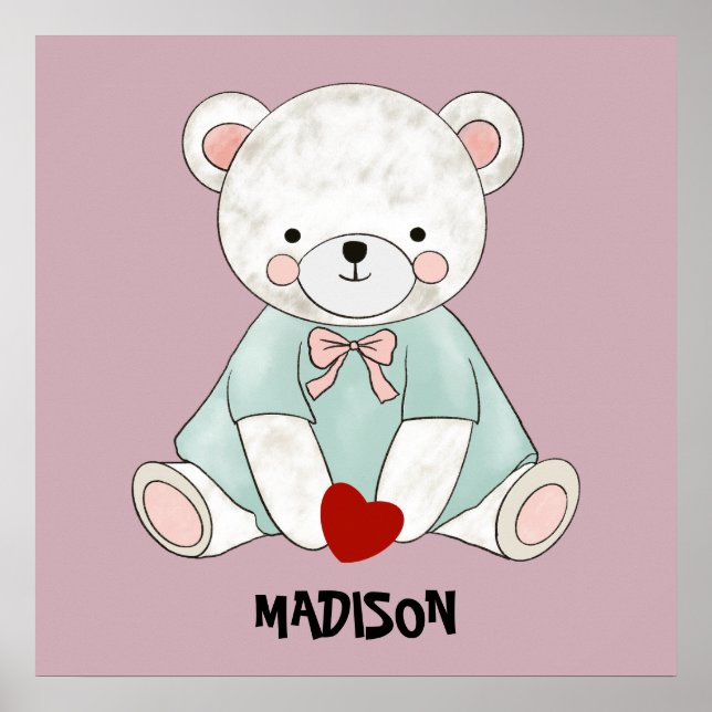 Poster Joli petit ours en peluche  (Devant)