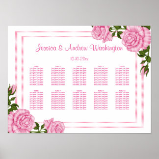 Poster Joli Pink Corner Bouquets Mariage Sièges Graphique