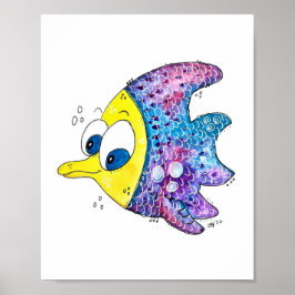 Poster Joli Poisson Fantaisiste Coloré