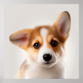 Poster Joli portrait de chiot Corgi Gallois de Pembroke