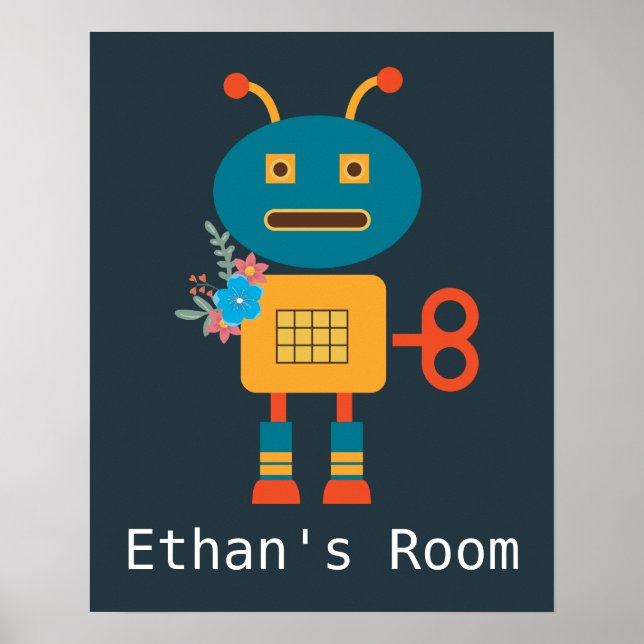 Poster Joli robot design de chambre pour enfants (Devant)
