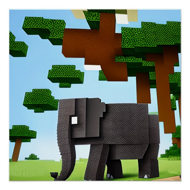 Poster Joli Safari Elephant Pixel Art (Devant)