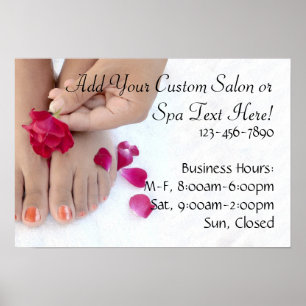Poster Joli salon fuchsia de pédicurie de rose de rose