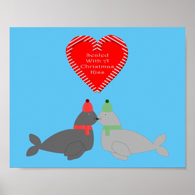 Poster Joli Seals de baiser de Noël (Devant)