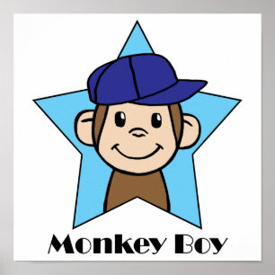 Poster Joli singe en étoile avec Casquette