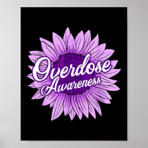 Poster Joli tournesol ruban violet conscientisation au su