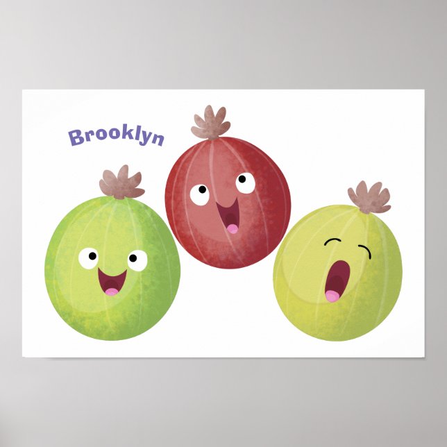 Poster Joli trio gooseberry chantant dessin animé (Devant)