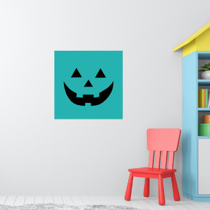 Poster Joli turquoise Jack-o'-lantern citrouille plaisir