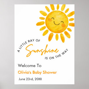 Poster Joli Un Petit Rayon de Soleil Baby Shower Bienvenu