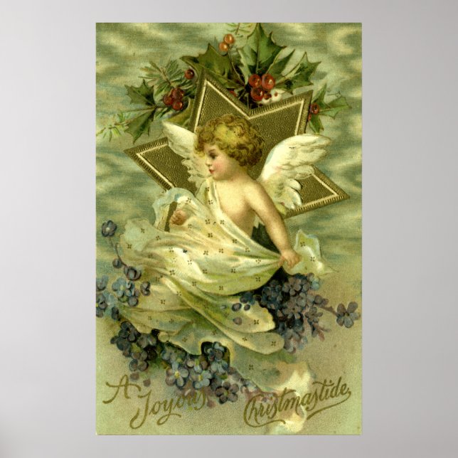 Poster Joli Vintage Christmas Cherub (Devant)