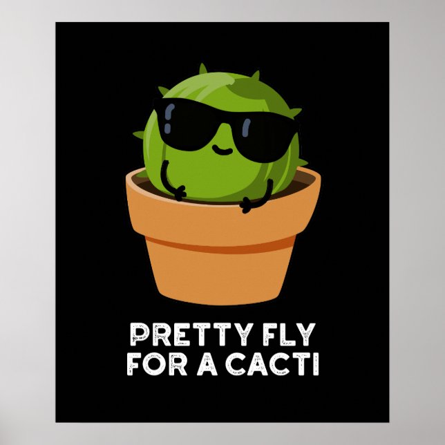 Poster Joli Voler Pour Un Cactus Drôle Cactus Pun Dark BG (Devant)