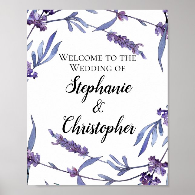 Poster Jolie Aquarelle Lilac Mariage élégant Bienvenue (Devant)