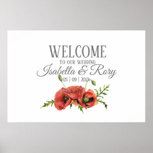 Poster Jolie aquarelle rouge Mariage de pépites
