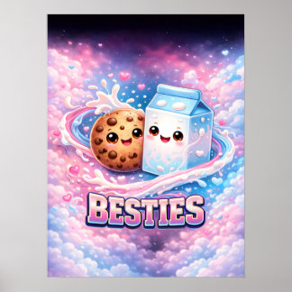 Poster Jolie art de lait et de biscuits