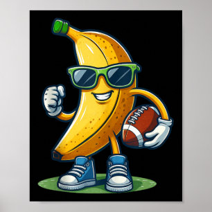 Poster Jolie Banane Jouant au Football Amateur de Fruits