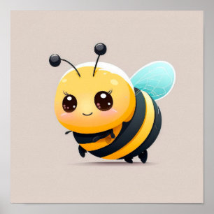 Poster Jolie bande dessinée bébé abeille sur arrière - pl