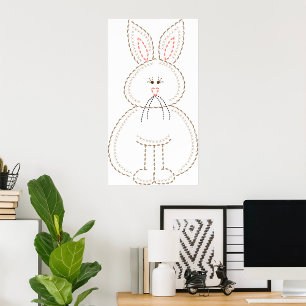 Poster Jolie broderie style lapin lapin lapin