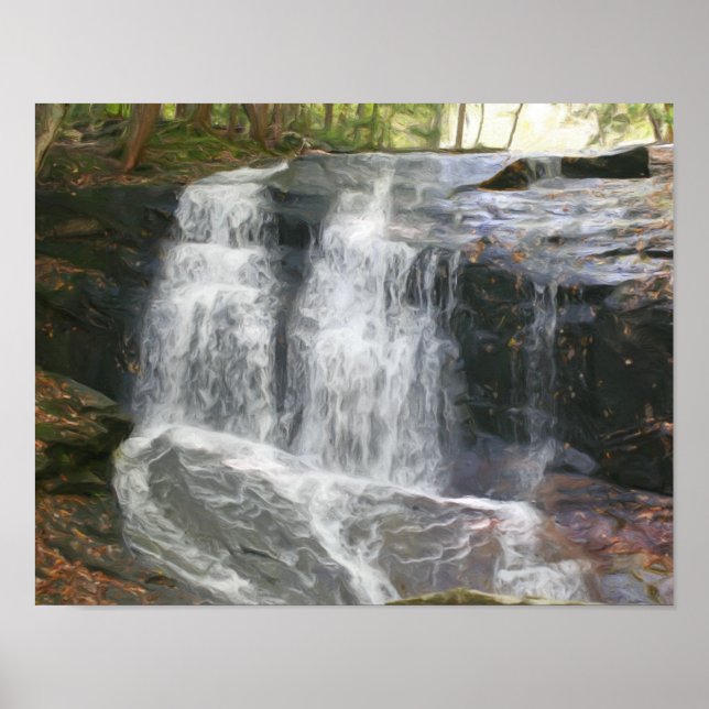 Poster Jolie cascade huile photo peinture (Devant)