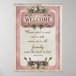 Poster Jolie cérémonie Mariage Siège Bienvenue à la famil