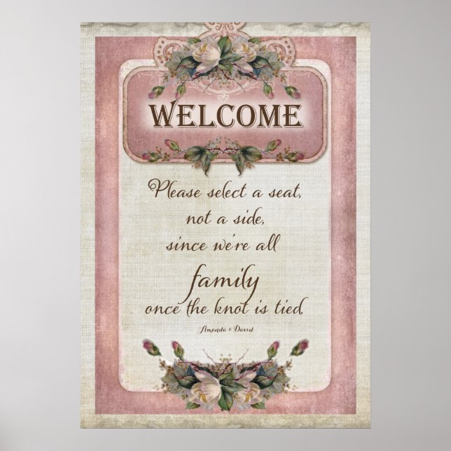 Poster Jolie cérémonie Mariage Siège Bienvenue à la famil (Devant)