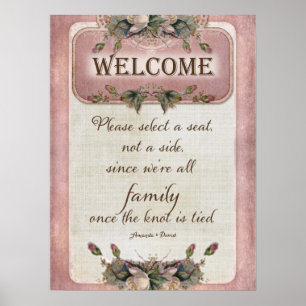 Poster Jolie cérémonie Mariage Siège Bienvenue à la famil