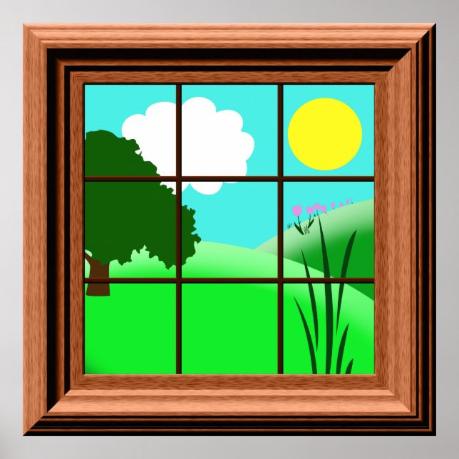 Poster Jolie couleur Enfants Cartoon Fenêtre Afficher l'a (Devant)