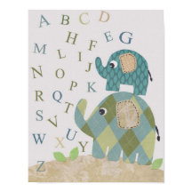 Jolie crèche murale d'art alphabets d'éléphants