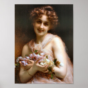 Poster Jolie Dame Victorienne Aux Fleurs