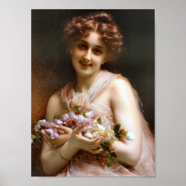 Poster Jolie Dame Victorienne Aux Fleurs (Devant)